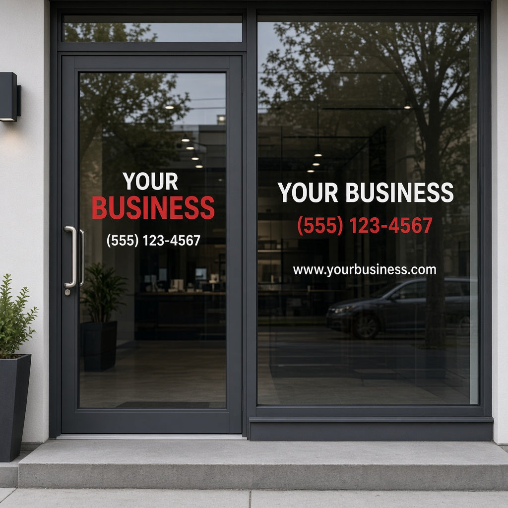 Custom business window and door vinyl decal lettering - SauceN Design El Paso
